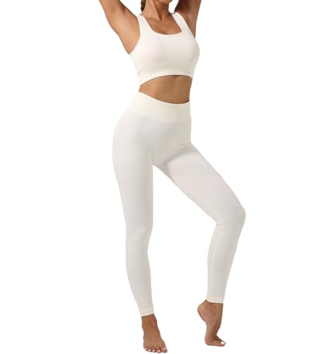 SHEKINI Trainingsanzug Damen Sportanzüge Jogginganzug Sport Sets 2 Teilig Workout Outfit Set Sport Crop Top Gepolstert BH+Hohe Taille Yoga Leggings Yoga Outfit Freizeitanzug Sportswear von SHEKINI
