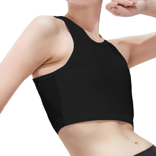 SHEKINI Transgender FTM Halbbrust-BH, atmungsaktiv, Netz-BH, elastischer Pullover, Tanktop, weiß, XXL von SHEKINI