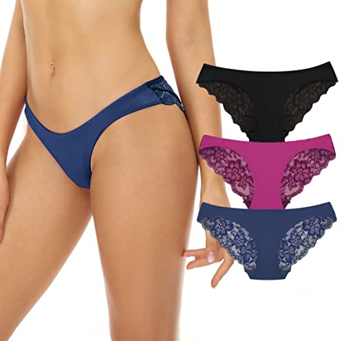 SHEKINI Unterhosen Damen Hipsters Brazilian Slip Damen Spitze Sexy Lace Spitze Panties Unterwäsche Frauen Sexy Set 3er Pack von SHEKINI