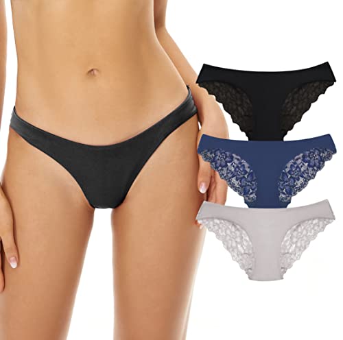 SHEKINI Unterhosen Damen Hipsters Brazilian Slip Damen Spitze Sexy Lace Spitze Panties Unterwäsche Frauen Sexy Set 3er Pack von SHEKINI