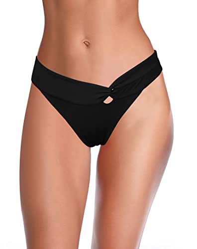 Shekini Damen Badeanzug Twist Front Bikini Hose Full Coverage Badehose - - Medium von SHEKINI