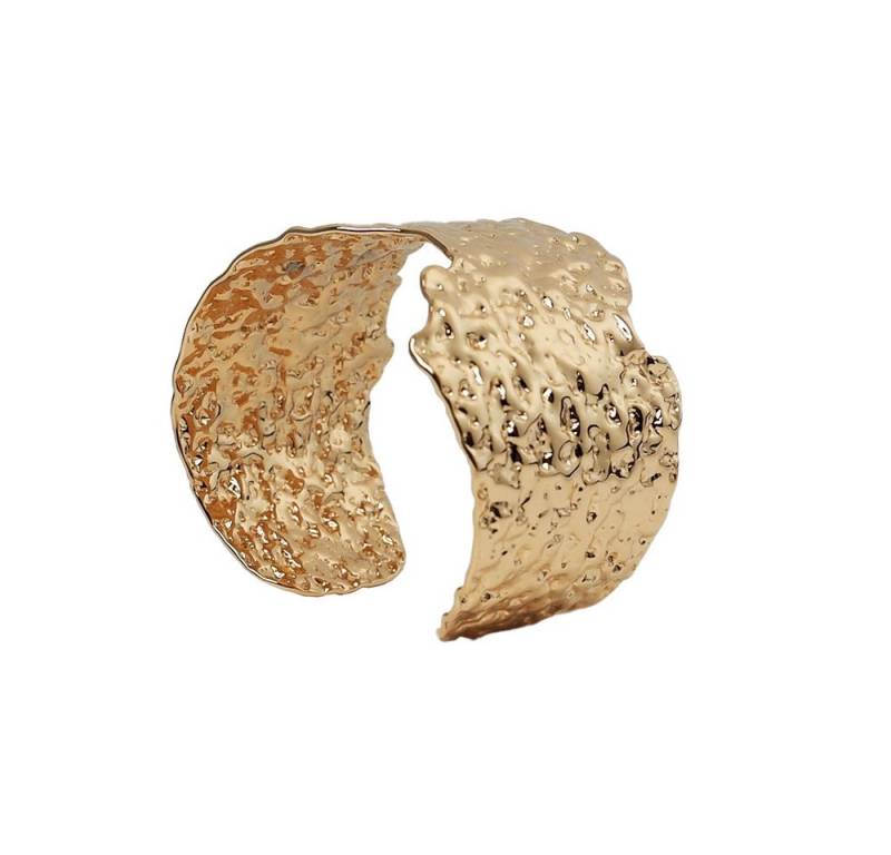 SHELAGO Armreif - Breiter Armreif Damen – aus Edelstahl in Silber oder vergoldet (Armreif, 1-tlg., inkl. Schmuckverpackung), Gehämmerte Struktur- 40 mm breit - glänzende Statement-Optik von SHELAGO