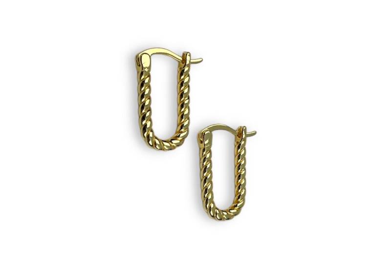 SHELAGO Paar Creolen Ohrringe - verdrehte Rechteck Creolen - Huggie Hoops (inkl. Schmuckverpackung), verdrehten Rechteck-Creolen - Klappcreolen in Kordel-Optik von SHELAGO