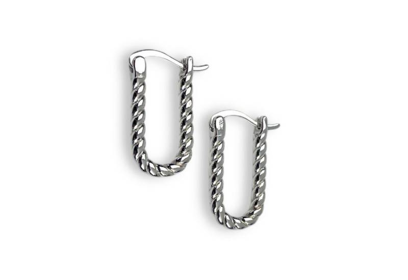 SHELAGO Paar Creolen Ohrringe - verdrehte Rechteck Creolen - Huggie Hoops (inkl. Schmuckverpackung), verdrehten Rechteck-Creolen - Klappcreolen in Kordel-Optik von SHELAGO