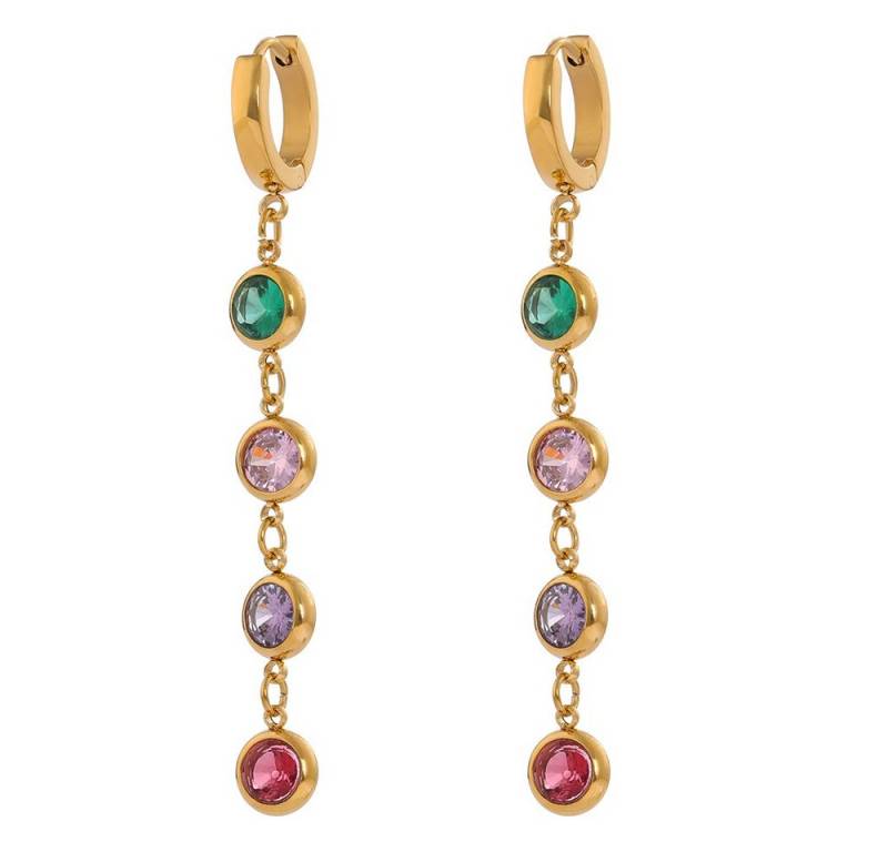 SHELAGO Paar Ohrhänger mit Zirkon Steinen - Creolen mit bunten Steinen (inkl. Geschenkverpackung), langlebig, vergoldet und hautfreundlich von SHELAGO