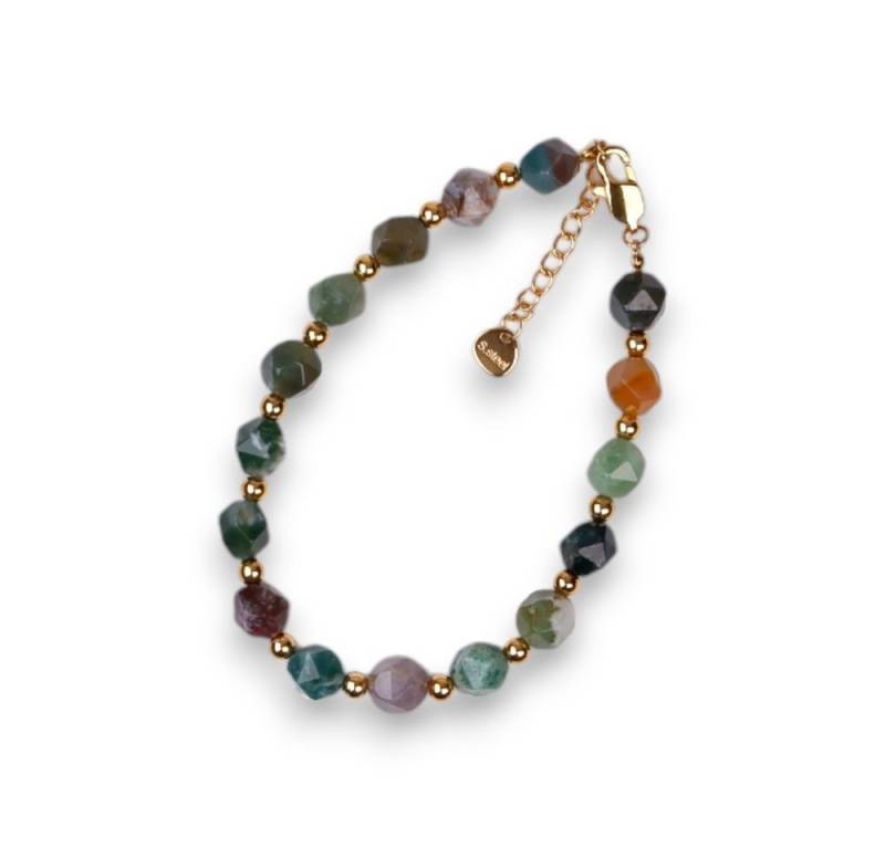 SHELAGO Perlenarmband mit Achat Perlen & Karabinerverschluss (inkl. Geschenkverpackung), leicht kantige Achat Steinperlen von SHELAGO