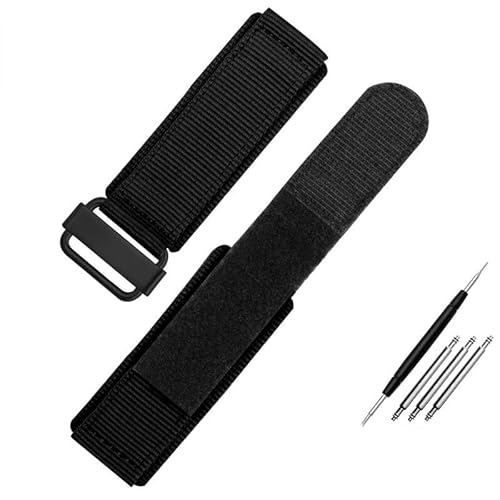 Nylon-Armband, for Panerhai for Seiko Canned Abalone For Mido For Citizen Klettverschluss-Uhrenarmband for den Außenbereich, 22 mm (Color : Black-Black, Size : 22mm) von SHENGANG