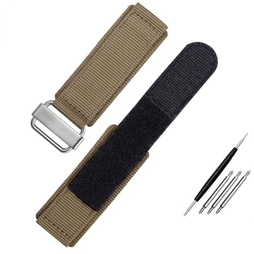 Nylon-Armband, for Panerhai for Seiko Canned Abalone For Mido For Citizen Klettverschluss-Uhrenarmband for den Außenbereich, 22 mm (Color : Khaki-steel, Size : 24mm) von SHENGANG