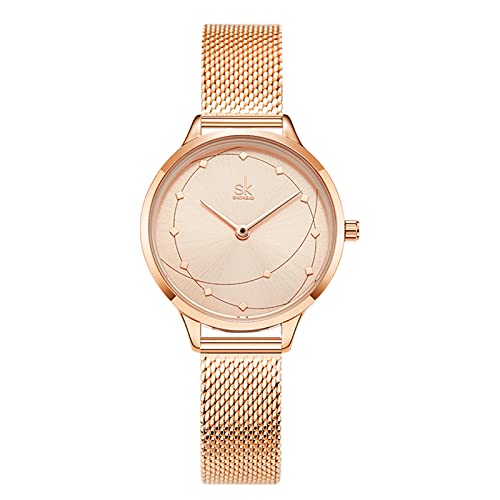 SHENGKE Damen-Armbanduhr, Quarz, Edelstahl, Mesh-Band, Elegante Damen-Uhren für Kleid Roségold… von SHENGKE