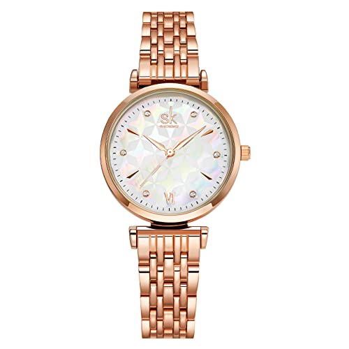 SHENGKE Damen Uhr Wasserdichtes Mode-Leicht-Luxus-Perlmutt Quarzuhr Kleideruhr für Frauen Mädchen Damenarmbanduhr Armbanduhr Roségold… von SHENGKE