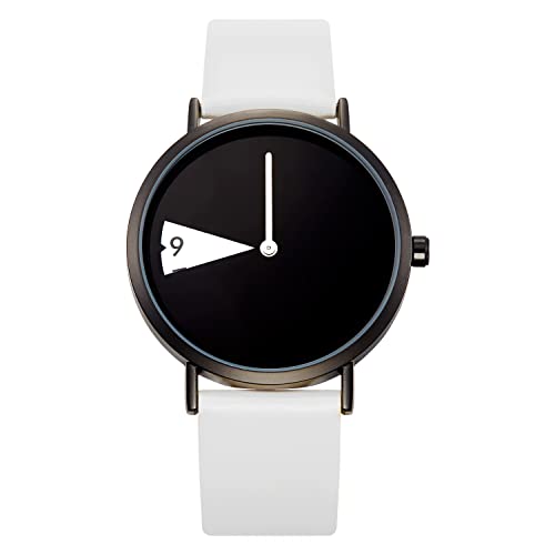 SHENGKE Minimalistische Damen-Armbanduhr, ultradünnes Lederband, modische Quarz-Damen-Uhren, wasserdicht, schwarz/weiß von SHENGKE