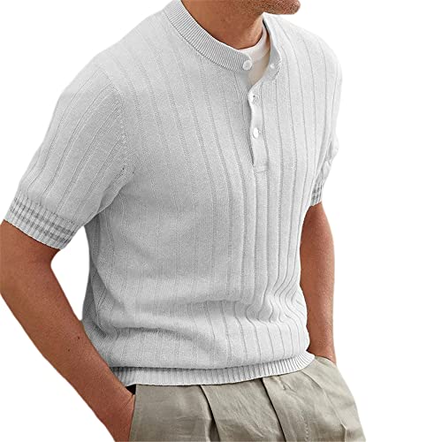 Herren Poloshirts Kurzarm Polohemd T Shirts Golf Polo Slim Fit Tennis Polo T-Shirts Mit Tasche Strickwaren Herren Stretch T-Shirt Herren C-Grey M von SHENGSHIYU