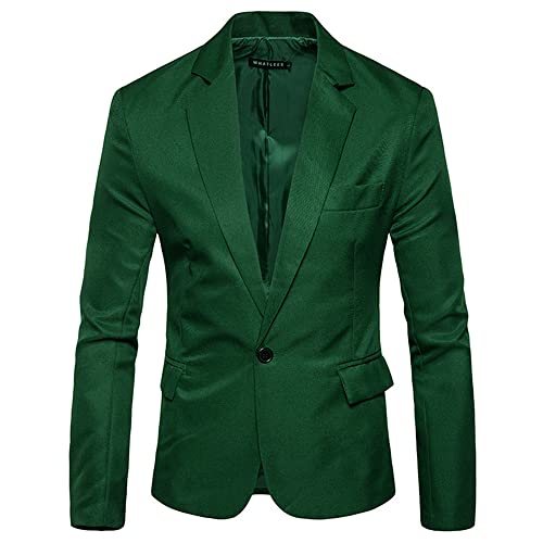 SHENGSHIYU Anzug Jacke Männer Frühling Herbst Einfarbig Einfachheit Blazer Jacke Herren Langarm Knöpfe Gastgeber Jacke Herren Casual Revers Business Westernjacke Herren G-Grenn2 L von SHENGSHIYU