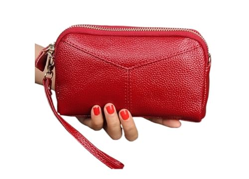 Damen-Handgelenk-Clutch-Geldbörse Frauen Lange Clutch Taschen Dame Geldbörse Weiblichen Reißverschluss Armband Brieftasche Handytasche(Red) von SHENJMAI