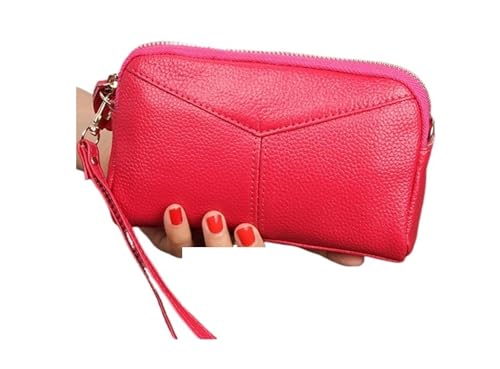 Damen-Handgelenk-Clutch-Geldbörse Frauen Lange Clutch Taschen Dame Geldbörse Weiblichen Reißverschluss Armband Brieftasche Handytasche(Red1) von SHENJMAI