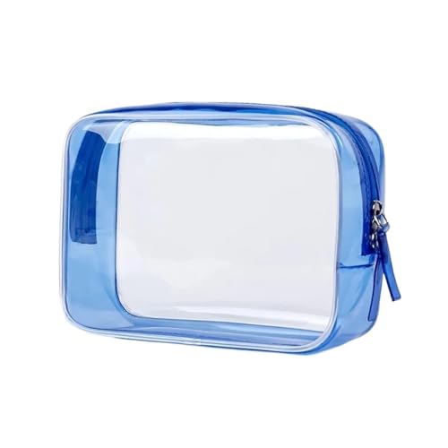 Kulturtaschen 1 stück PVC Frauen Make-Up Taschen Transparent Kosmetik Tasche Beauty Case Reißverschluss Klar Reise Organizer Lagerung Bad Kulturbeutel(Blue) von SHENJMAI