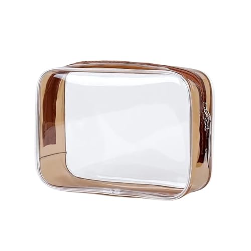 Kulturtaschen 1 stück PVC Frauen Make-Up Taschen Transparent Kosmetik Tasche Beauty Case Reißverschluss Klar Reise Organizer Lagerung Bad Kulturbeutel(Coffee) von SHENJMAI