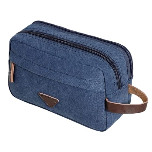Kulturtaschen Herren Clutch Kulturbeutel Kosmetiktasche Reisetasche Canvas Kulturbeutel Damen Make-Up Box Damen Make-Up Beauty Case(Blue) von SHENJMAI