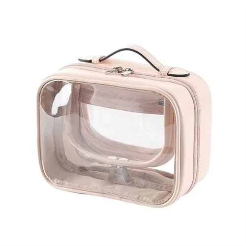 Kulturtaschen Kosmetiktasche zur Aufbewahrung, doppellagig, Aufbewahrung von Make-up-Pinseln, multifunktional, große Kapazität, transparente Make-up-Taschen for Damen auf Reisen(Light Pink) von SHENJMAI