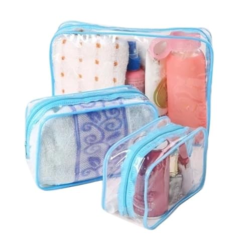 Kulturtaschen Männer Frauen Reise Klar Kosmetik Tasche Transparent Schwarz Reißverschluss Make-Up Tasche Organizer Box Kulturbeutel Waschen Make-Up Taschen Fall(Blue,25x18x6CM) von SHENJMAI