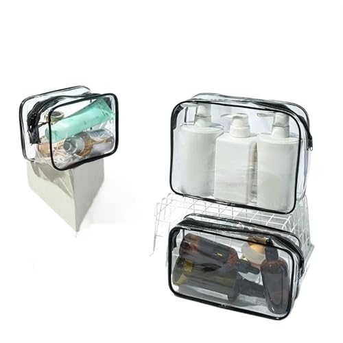 Kulturtaschen Männer Frauen Reise Klar Kosmetik Tasche Transparent Schwarz Reißverschluss Make-Up Tasche Organizer Box Kulturbeutel Waschen Make-Up Taschen Fall(Clear 1pcs,15x10.5x7CM) von SHENJMAI