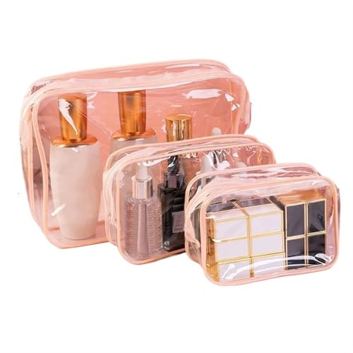 Kulturtaschen Männer Frauen Reise Klar Kosmetik Tasche Transparent Schwarz Reißverschluss Make-Up Tasche Organizer Box Kulturbeutel Waschen Make-Up Taschen Fall(Light pink,25x18x6CM) von SHENJMAI