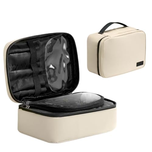 Kulturtaschen Multifunktions-Kosmetiktasche for Damen und Mädchen, Reise-Make-up-Aufbewahrungstaschen for den Außenbereich, Trennung von trockenen und nassen Toilettenartikeln(Beige) von SHENJMAI