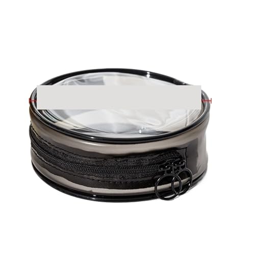 Kulturtaschen Transparente Kosmetiktasche PVC Damen Reißverschluss Durchsichtige Make-Up Taschen Beauty Case Reise Make-Up Organizer Aufbewahrung Bad Kulturbeutel(Black Circular) von SHENJMAI