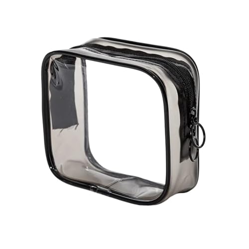 Kulturtaschen Transparente Kosmetiktasche PVC Damen Reißverschluss Durchsichtige Make-Up Taschen Beauty Case Reise Make-Up Organizer Aufbewahrung Bad Kulturbeutel(Black S) von SHENJMAI