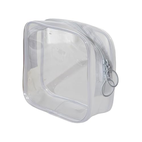 Kulturtaschen Transparente Kosmetiktasche PVC Damen Reißverschluss Durchsichtige Make-Up Taschen Beauty Case Reise Make-Up Organizer Aufbewahrung Bad Kulturbeutel(White S) von SHENJMAI