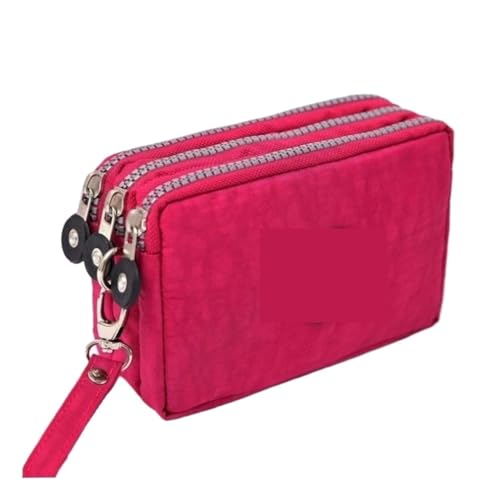 SHENJMAI Damen-Handgelenk-Clutch-Geldbörse Damen Geldbörse Kreditkartenhalter Schlüssel Handyhalter Reißverschluss Geldbörsen und Handtaschen Armband Wasserdichte Nylon Clutch(Red) von SHENJMAI