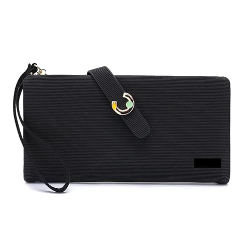 SHENJMAI Damen-Handgelenk-Clutch-Geldbörse Damen Geldbörsen Lady Wristlet Lange Hasp Geldbörse Reißverschluss Kartenhalter Clutch Frau Brieftasche(Black) von SHENJMAI