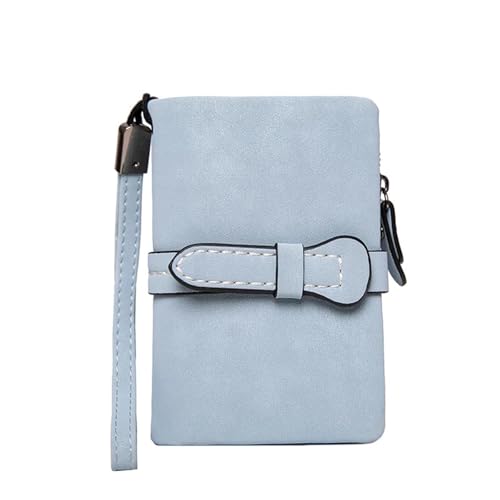 SHENJMAI Damen-Handgelenk-Clutch-Geldbörse Damen Kleine Bifold Leder Geldbörse Armband mit Kartenhalter Fenster Münzbörse(Blue) von SHENJMAI