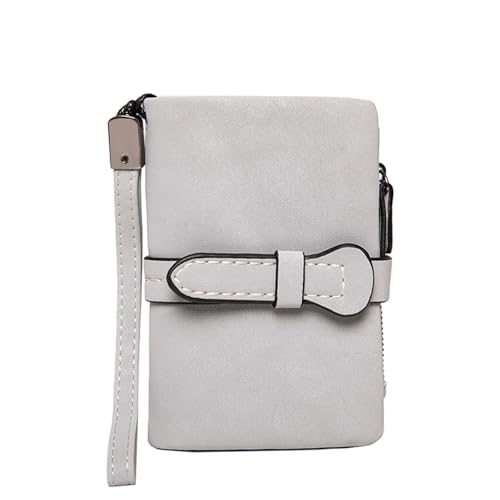 SHENJMAI Damen-Handgelenk-Clutch-Geldbörse Damen Kleine Bifold Leder Geldbörse Armband mit Kartenhalter Fenster Münzbörse(GRAY) von SHENJMAI