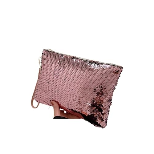 SHENJMAI Damen-Handgelenk-Clutch-Geldbörse Damen Pailletten Bling Handtasche Und Geldbörse Kleine Hochzeit Party Abendtasche Lady Wristlet Clutch Tasche Weibliche Umschlagtasche(Pink) von SHENJMAI