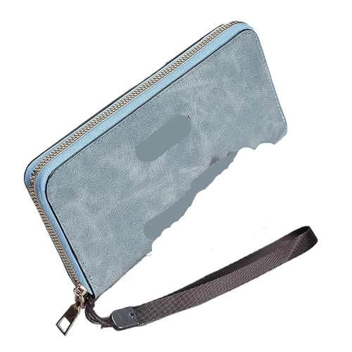 SHENJMAI Damen-Handgelenk-Clutch-Geldbörse Große Kapazität Damen Lange Brieftasche Reißverschluss Clutches Geldbörse Telefon Kartenhalter Dame Handy Armband Handtasche(Blue) von SHENJMAI