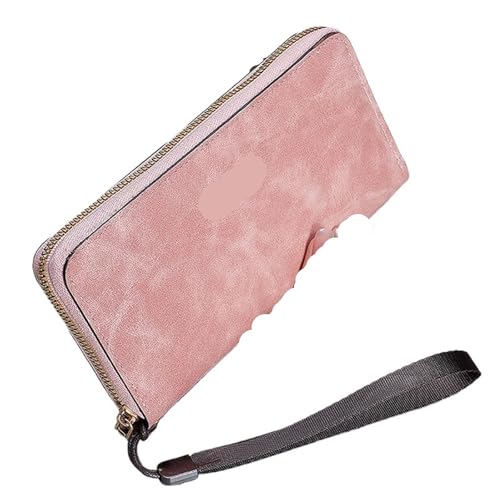 SHENJMAI Damen-Handgelenk-Clutch-Geldbörse Große Kapazität Damen Lange Brieftasche Reißverschluss Clutches Geldbörse Telefon Kartenhalter Dame Handy Armband Handtasche(Pink) von SHENJMAI