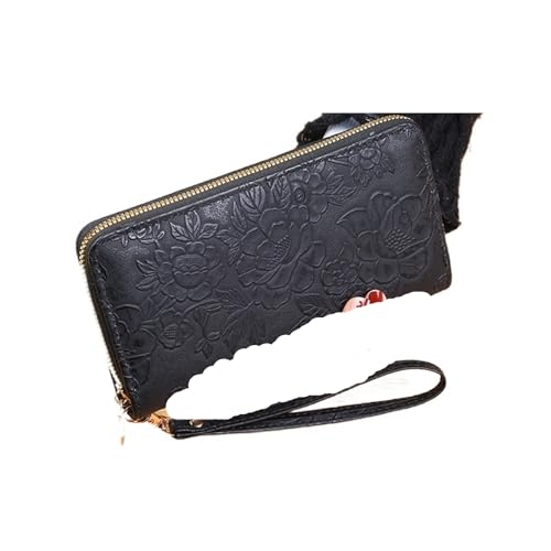 SHENJMAI Damen-Handgelenk-Clutch-Geldbörse Lange Geldbörse for Damen mit Reißverschluss und Clutch Münzfach for(Black) von SHENJMAI