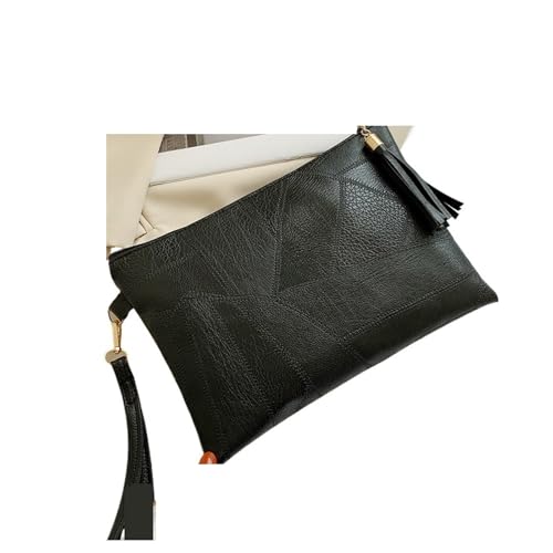 SHENJMAI Damen-Handgelenk-Clutch-Geldbörse Vintage Einfarbig Umschlag Tasche Frauen PU Leder Quaste Armband Taschen Weibliche Casual Kleine Handtaschen Tag Beutel(Black) von SHENJMAI