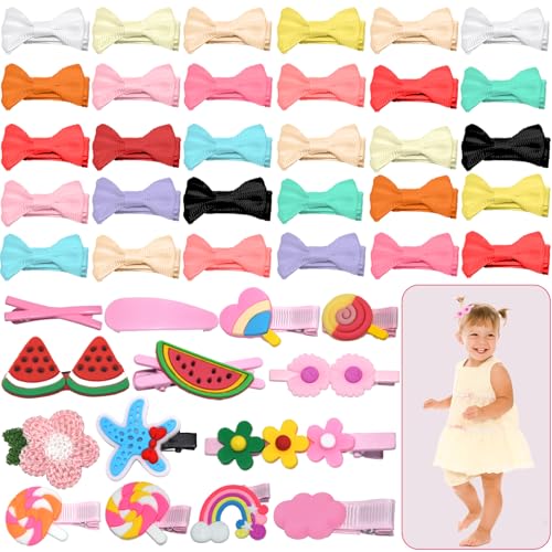 SHENSAIGO 30 Stück Haarspangen Mädchen Set, Mini Baby Haarspangen, Bow Haarschmuck Mädchen mit 14 Blume Haarspange, 1.6 Zoll / 4 cm Tiny Haarschleifen Mädchen für Kinder Kleinkinder Säuglinge Pet von SHENSAIGO