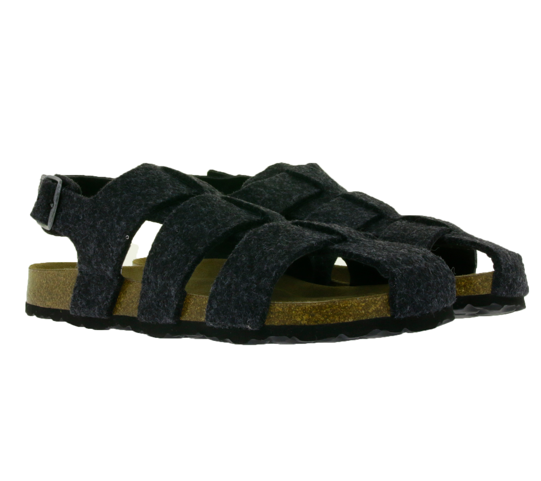 SHEPHERD Herren Filz-Hausschuhe im Gladiator-Stil Sandalette Made in Spanien 51-22071 Dunkelgrau von SHEPHERD