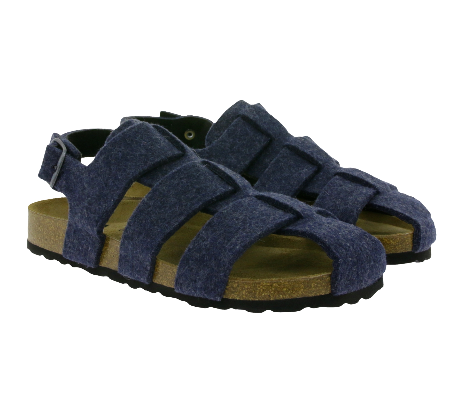 SHEPHERD Herren Filz-Sandalette im Gladiator-Stil Hausschuhe Made in Spanien 51-22071 Navy-Blau von SHEPHERD