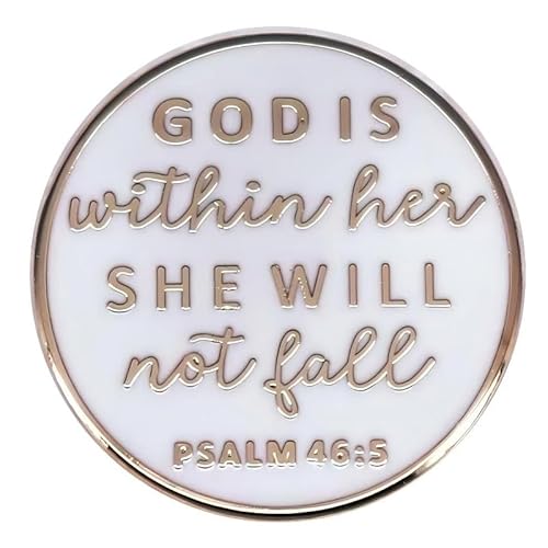 Anstecknadel "God Is Within Her She Will Not Fall", Emaille, PSALM 46:5, Weiß und Schwarz, christliche Inspiration, als christliches Geschenk, Small, Legierter Stahl, Kein Edelstein Anstecknadel "God Is Within Her She Will Not Fall", Emaille, PSALM 46:5, Weiß und Schwarz, christliche Inspiration, als christliches Geschenk, Small, Legierter Stahl, Kein Edelstein von SHEPUT