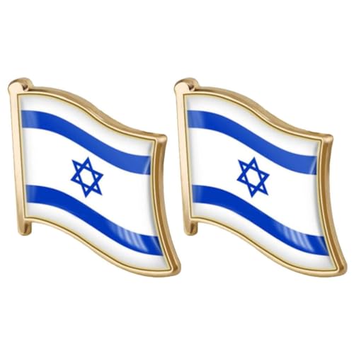 2 Stück Brosche Flaggennadel Abzeichen Für Reisen Souvenir Hut Kleidung Rucksack Us-Flagge Anstecknadel Israelische Anstecknadel Israelische Brosche Metallbanner von SHERCHPRY