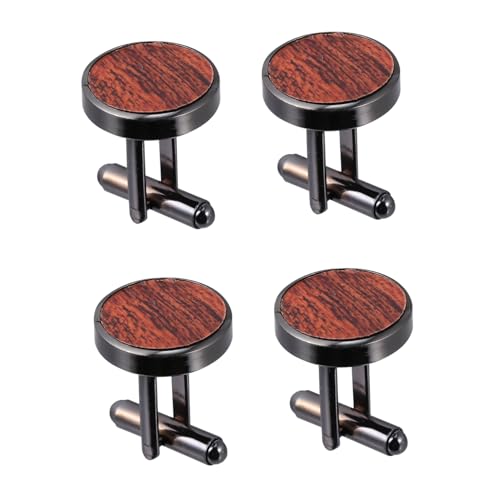 SHERCHPRY 2 Paar Runde Holz Manschettenknöpfe für Herren Stilvolle Hemdmanschettennägel Langlebig und für Verschiedene Anlässe von SHERCHPRY