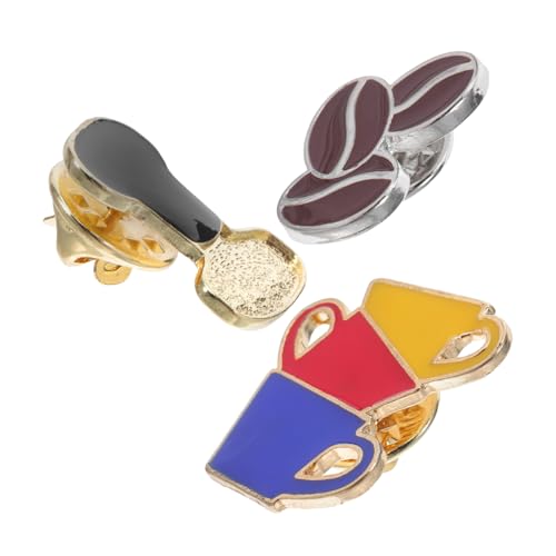 SHERCHPRY 3stücke Kaffeetassenbrosche Aus Metall Anstecknadeln Mit Kaffeebohnenmotiv Für Schals Und Mäntel Süße Kaffee-schalnadeln Als Schmuckzubehör Für Kleidung von SHERCHPRY