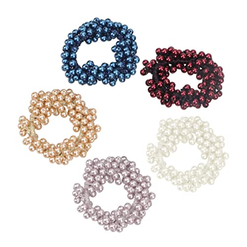 SHERCHPRY Elastisches Haargummi mit Perlen 5 Stück Handgefertigt Dehnbar Pferdeschwanzhalter für Frauen und Mädchen von SHERCHPRY