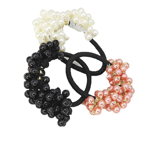 6 Stück Teiliges Perlen Haargummis für Damen und Hochwertige Haar Ringe für Stilvolle Dunkelchampagner von SHERCHPRY