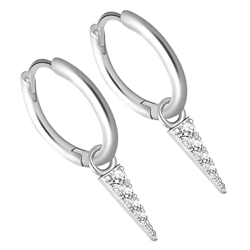 SHERCHPRY 1 Paar Dreieckige Ohrringe Stellungnahme Statement-ohrringe Hängende Ohrringe Diamantohrringe Für Frauen Braut-ohrring Bankett S925 Sterlingsilber Quaste Weiß Silberne Ohrringe von SHERCHPRY