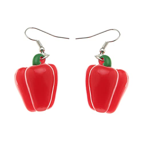 SHERCHPRY 1 Paar Ohrringe Mit Rotem Pfeffer Böhmische Ohrringe Rote Paprika Roter Chili-ohrring -ohrringe Ohrringe Für Frauen Orrous Ohrstecker Für Damen Fräulein Hochzeit Harz Gemüse von SHERCHPRY